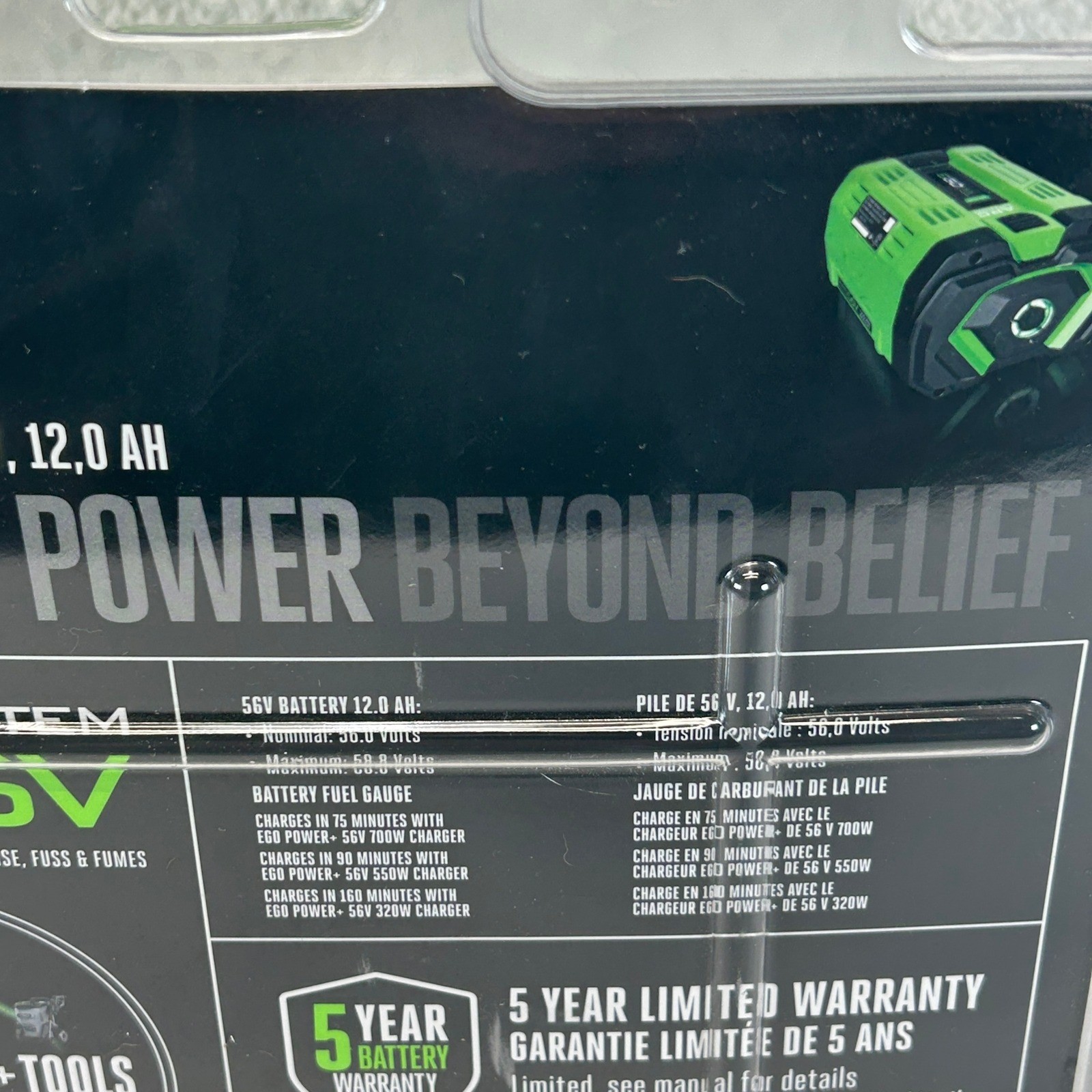 EGO Power+ BA6720T 56V 12.0 Ah ARC Lithium Battery New Sealed Fuel Gauge