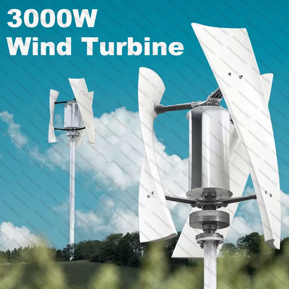 3000W Vertical Axis Wind Turbine Generator with Controller Kit Max 12V/24V 48V