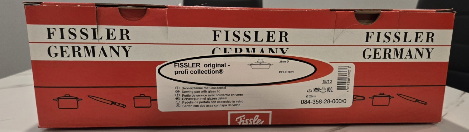 FISSLER Serving Pan with Glass Lid Stainless Steel