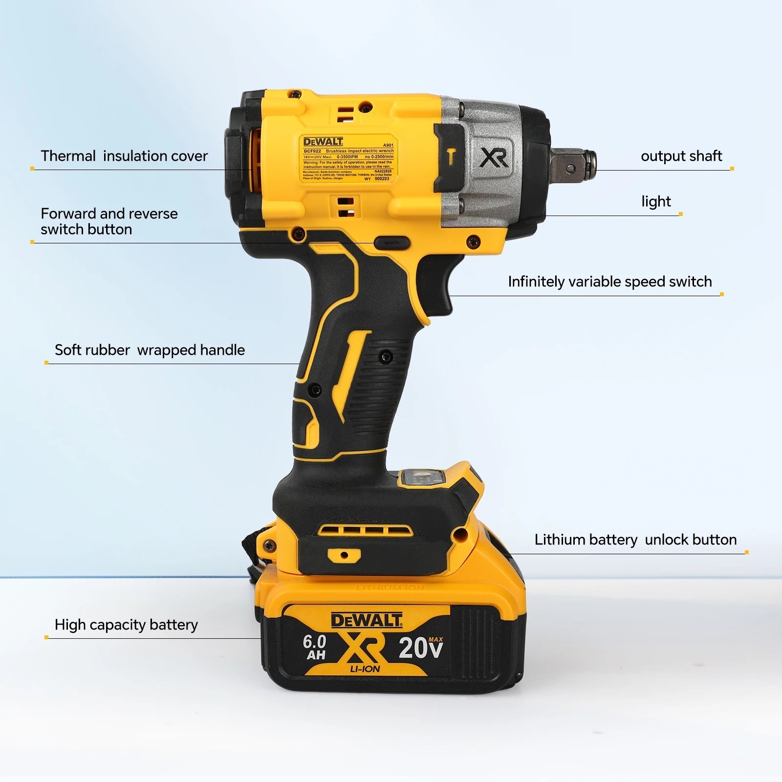 DEWALT DCF922 ATOMIC 20V MAX 1/2 in. Cordless Impact Wrench Variable TOOL ONLY