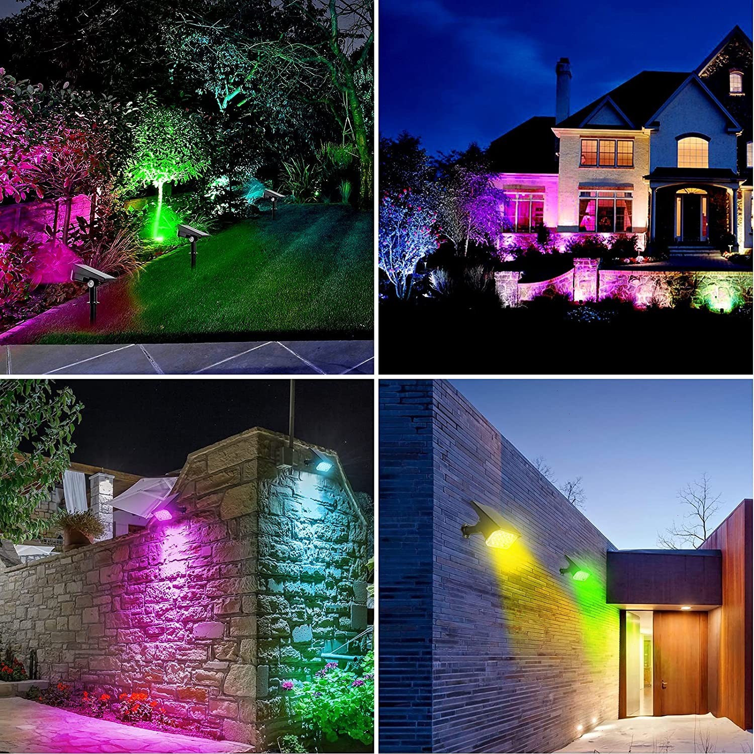 T-SUN 4Pks Solar Garden 20LED Spotlights RGB Outdoor Pathway Lights For Tree USA