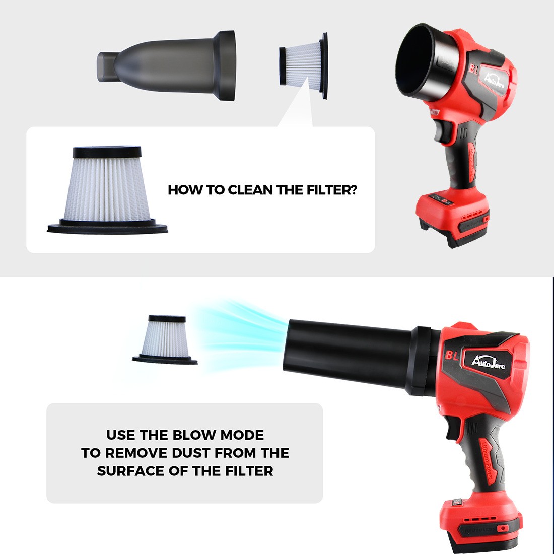 Cordless Leaf Blower for Milwaukee 18V Battery 2in1 Electric Leaf Blower&Vacuum