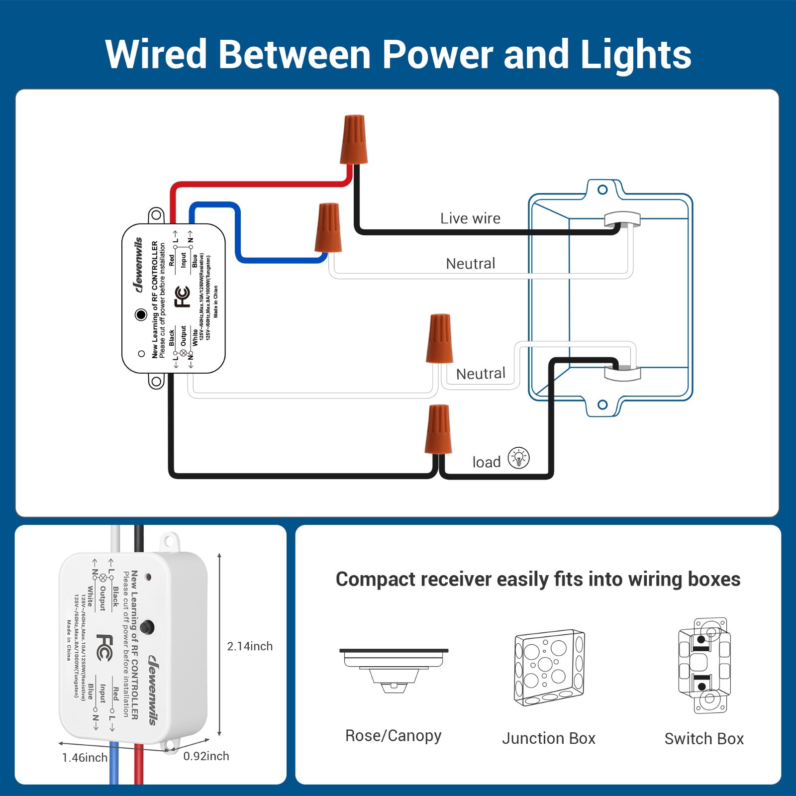 DEWENWILS Wireless Remote Control Wall Light Switch for Ceiling Lights 30M Range