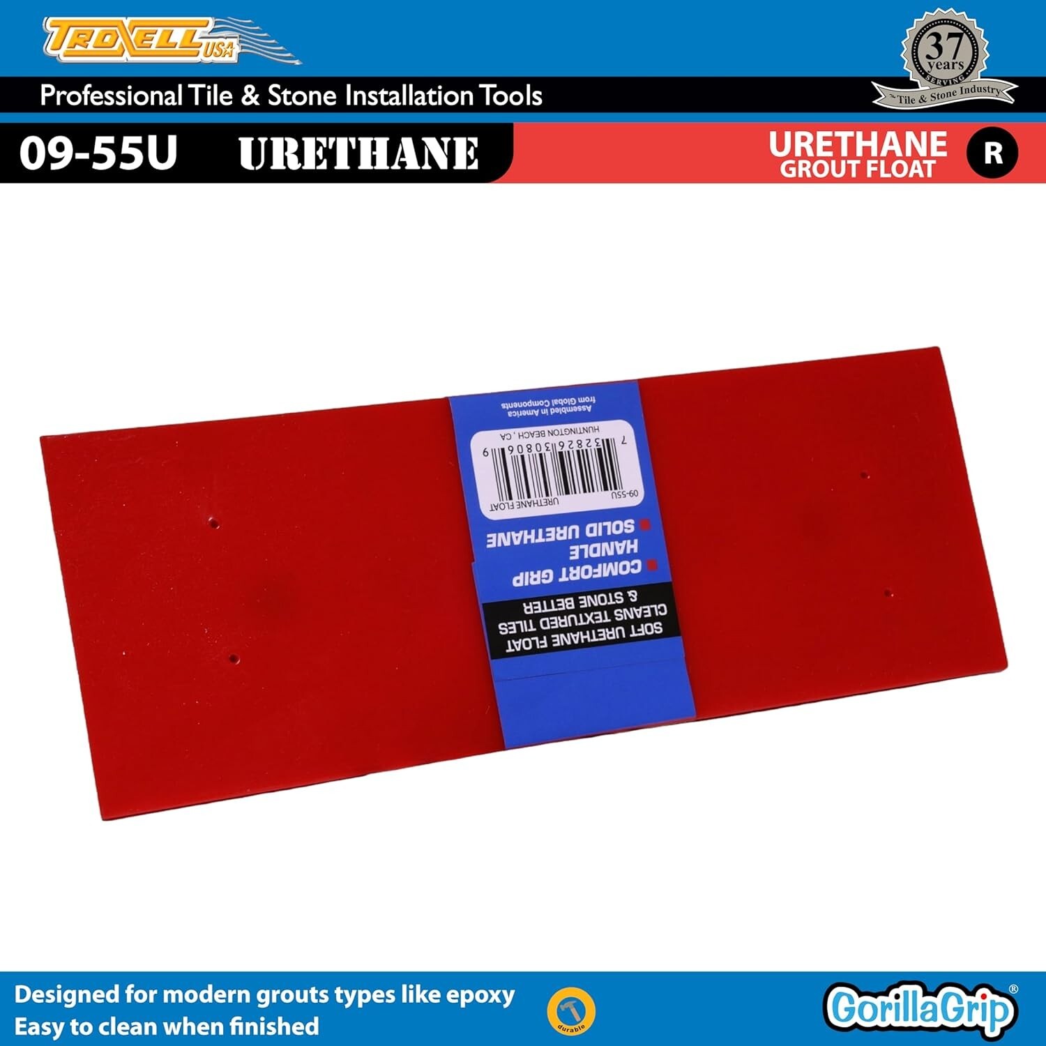 Troxell USA Red Urethane Grout Float 4 x 9 Soft Grip Comfortable Lightweight