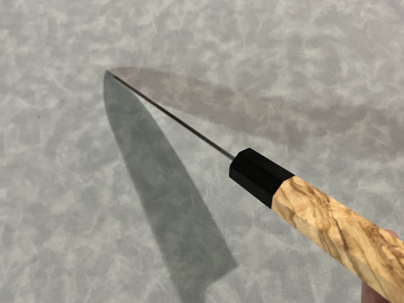 210mm 8″ Gyuto Chef Knife Stainless Steel Nashiji Olive Wood Octagonal w/ Saya