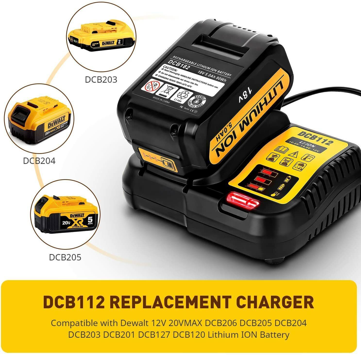 FOR Dewalt DCB112 12V-20V MAX Lithium Battery Charger ,For Drill, Saw 20 volt