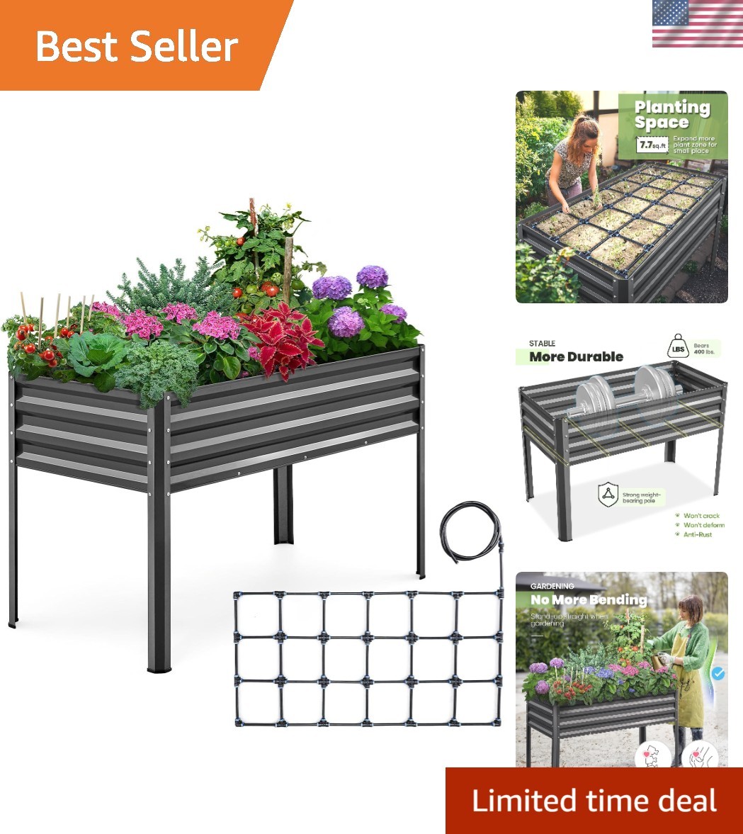 Raised Garden Bed with Irrigation System and Legs 48×24×31.5 in | Galvanized …