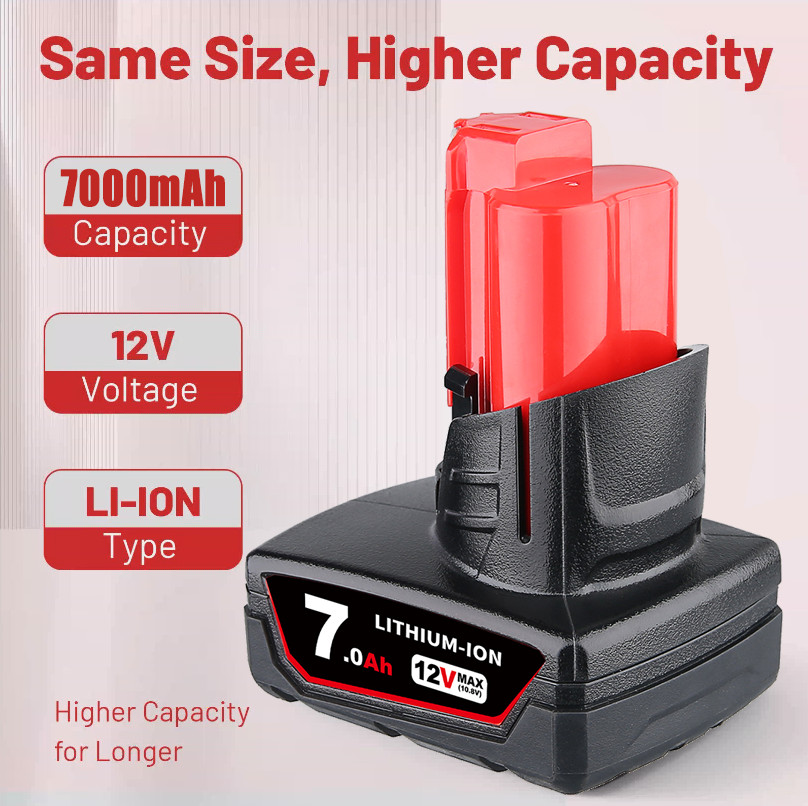 2X Battery For Milwaukee M12 LITHIUM 7.0Ah Extended Capacity 48-11-2460
