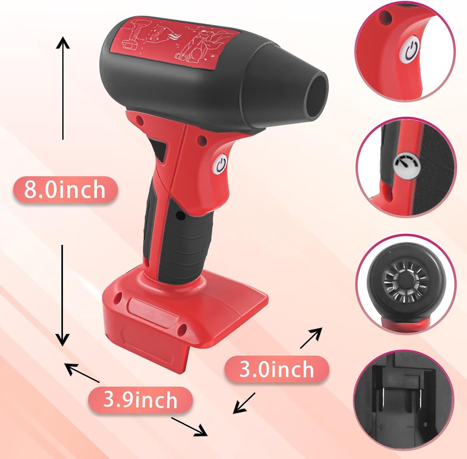 Electric Jobsite Air Blower for Milwaukee Battery Cordless Leaf Blower Handheld