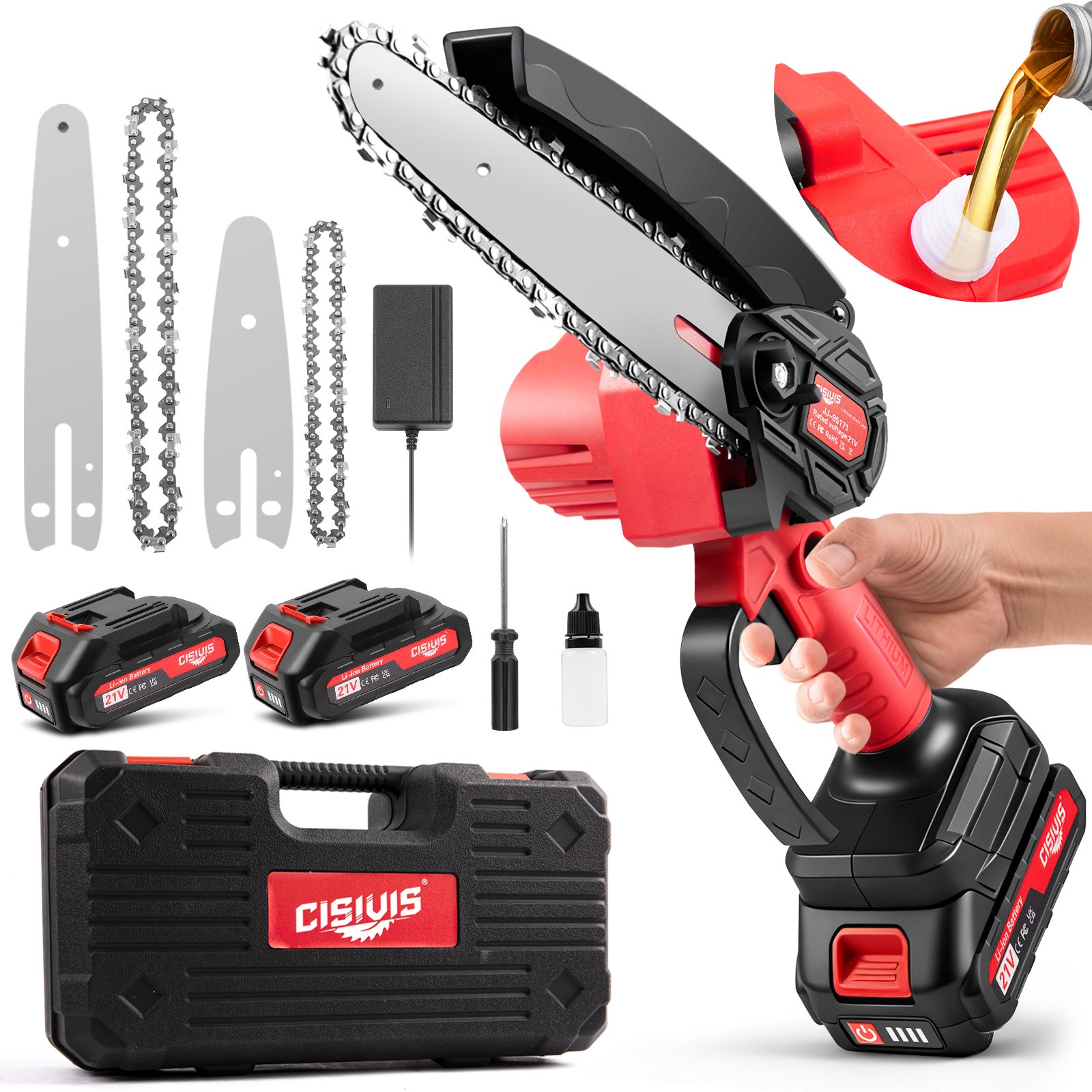 Mini Chainsaw 4/6 Inch Portable Electric Chainsaw Cordless with 2 Chainsaw