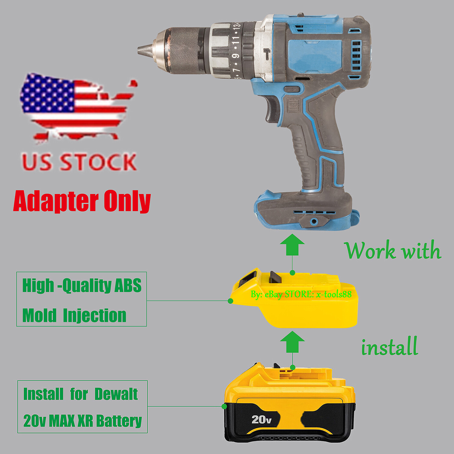 1 Adapter for Hercules 20v Tool To fits DeWalt 20v XR Battery/Low Voltage Cutoff
