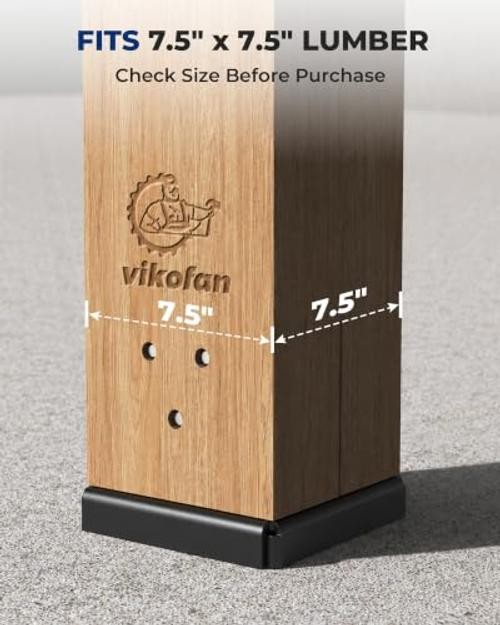 Concealed Post Base for Lumber (Fits 7.5×7.5in) – Pack Black Brackets: 1 8×8 2