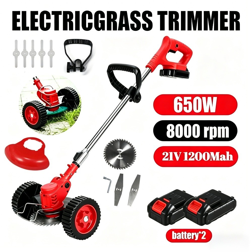 1pc 2026 New Upgraded Cordless String Trimmer – 21V 1200Mah Electric Weed Eater