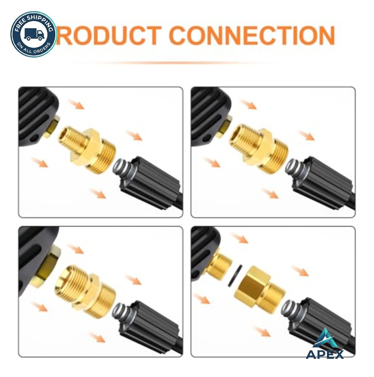 Brass Pressure Washer Fitting Kit M22 14mm Connector Adapter For Wand Hose Pump