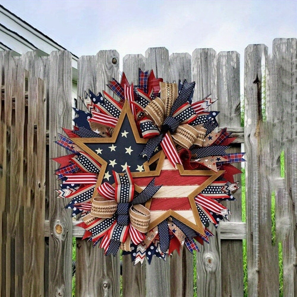 1 PC Patriotic Wreaths Independence Day and Memorial Day Decorations 45CM