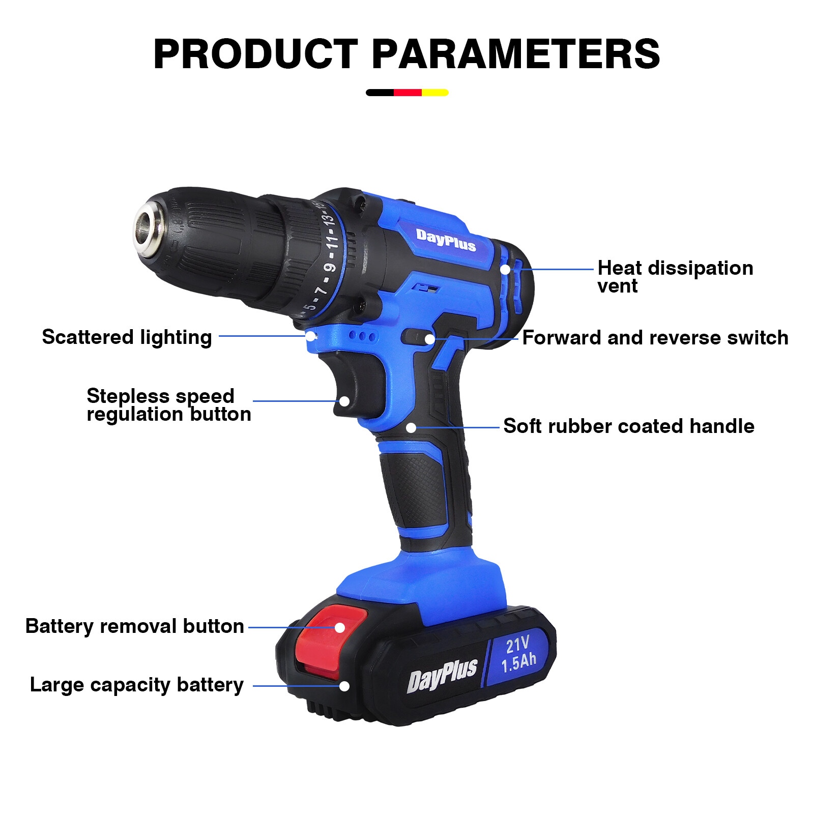 21V Max Cordless Drill Driver Set Impact Drill Tool Kit w/ 26 Pieces Accessories