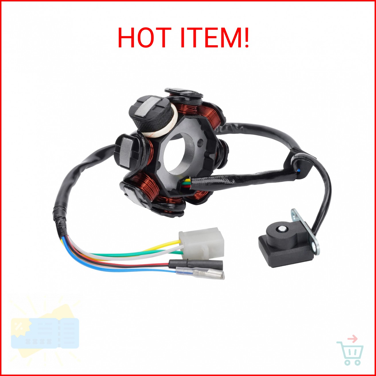 Ignition Stator Magneto 8 Coil 5 Wires Replacement for GY6 50CC 60CC 80CC ATV Sc