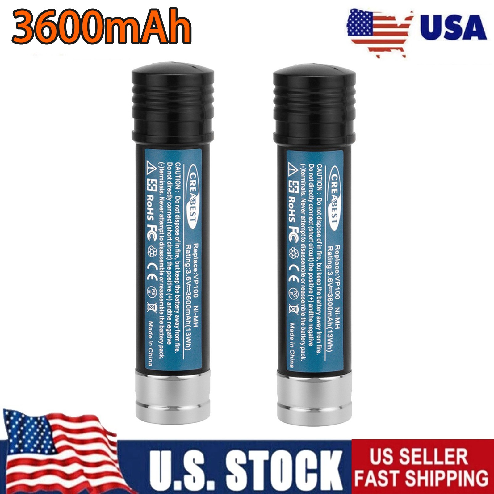 2x 3.6V Battery 3600mAh For Black Decker VersaPak VP100 VP110 VP130 VP4100 VP650