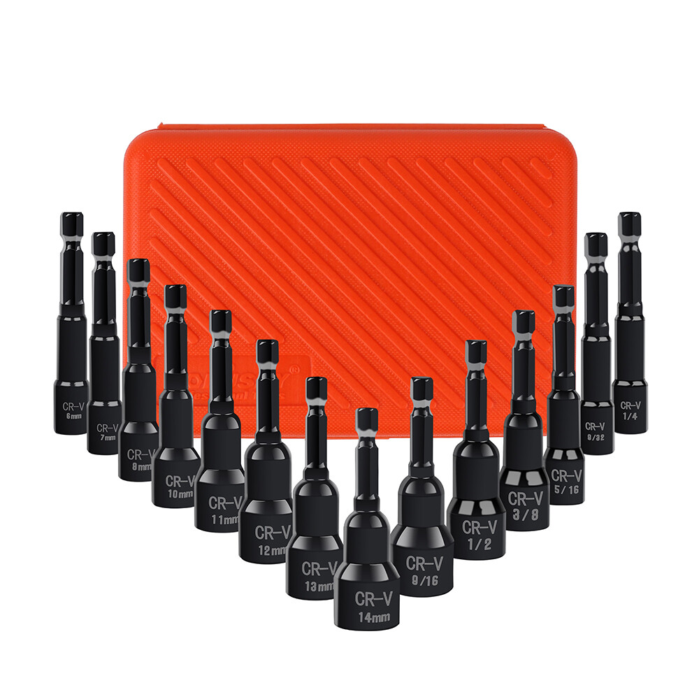 15pc Magnetic Nut Driver Setter Bit Nut Driver MM & SAE 1/4″ Shank Quick Change