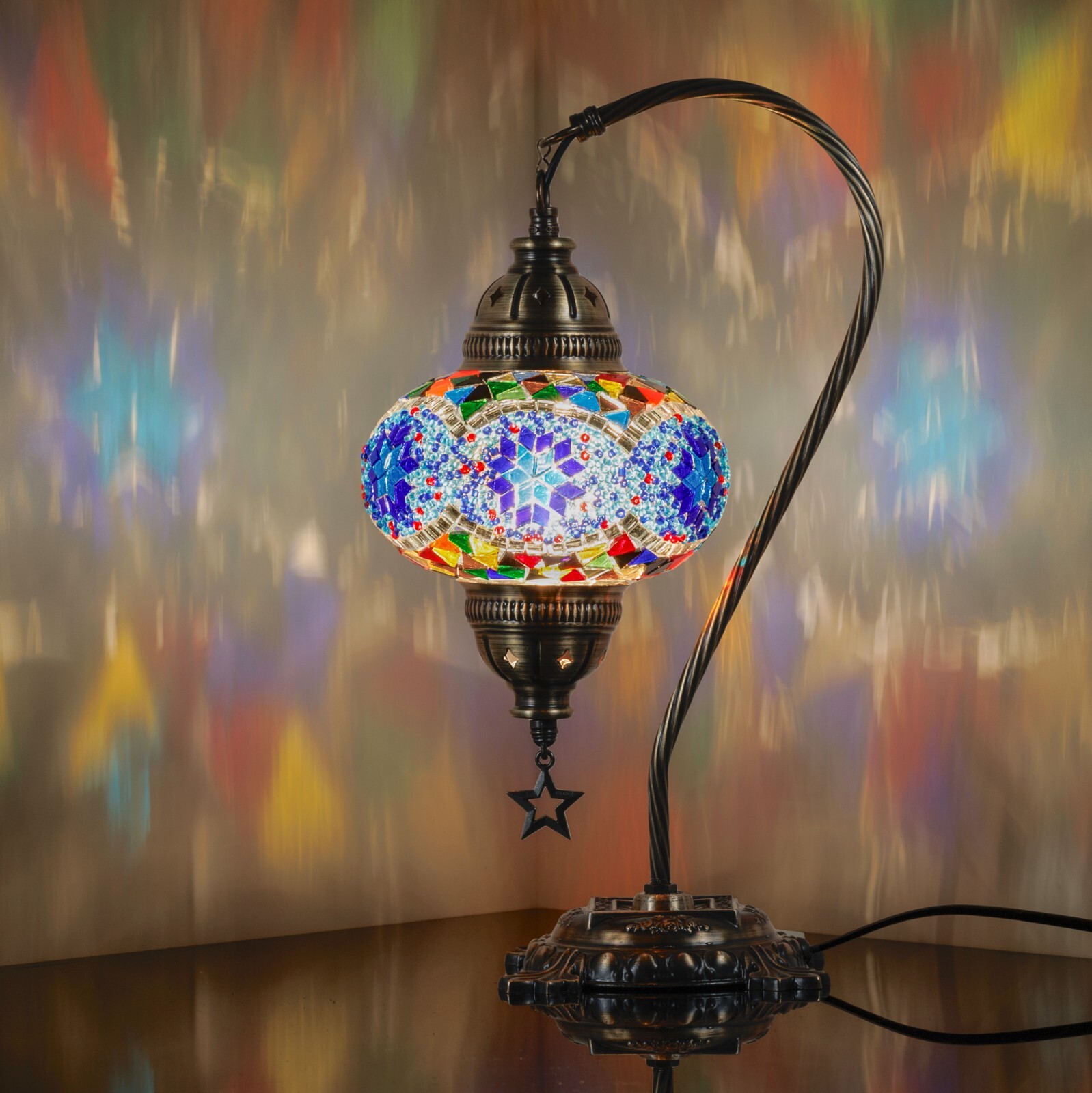 Turkish Moroccan Mosaic Bohemian Colorful Table Bedside Lamp Light Lampshade
