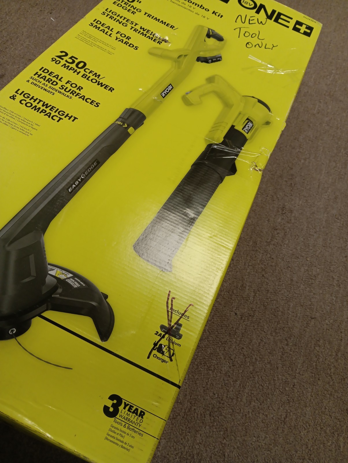 RYOBI 18V 10″ String Trimmer & 250 CFM Blower Combo PCLCK201K – Tool Only, NEW