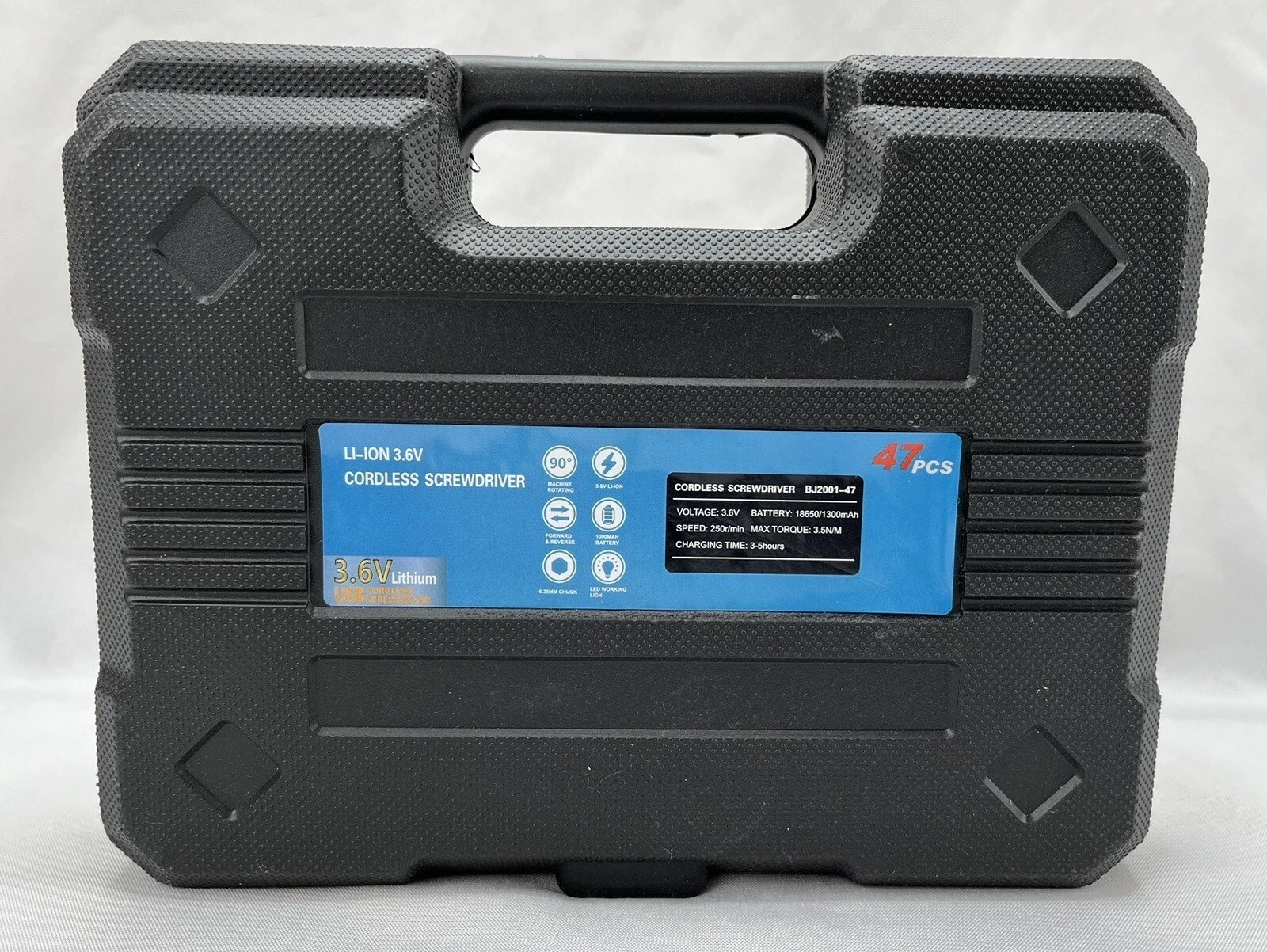 47 Piece LI-ION 3.6 Volt Cordless Screwdriver Set with Case