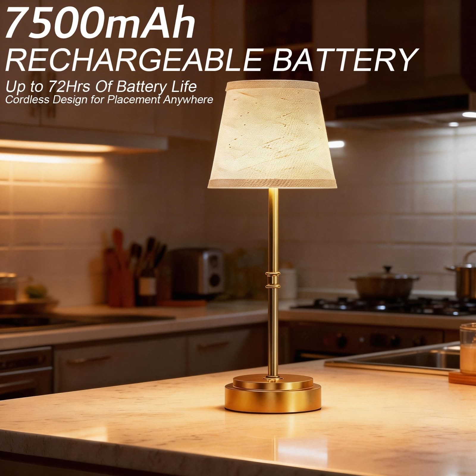 Cordless Table Lamp – 7500mAh Longest Lasting Battery Operated Lamp, 1 Pack A…
