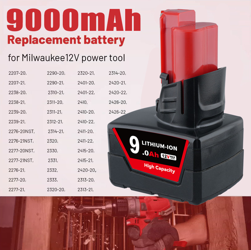 12V For Milwaukee 48-11-2460 for M12 LITHIUM 9.0Ah Extended Capacity Battery