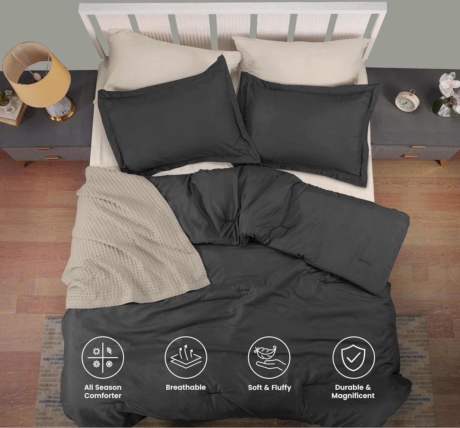 Queen/ King Size Ultra Soft 100% Cotton Down Comforter Reversible Duvet Insert