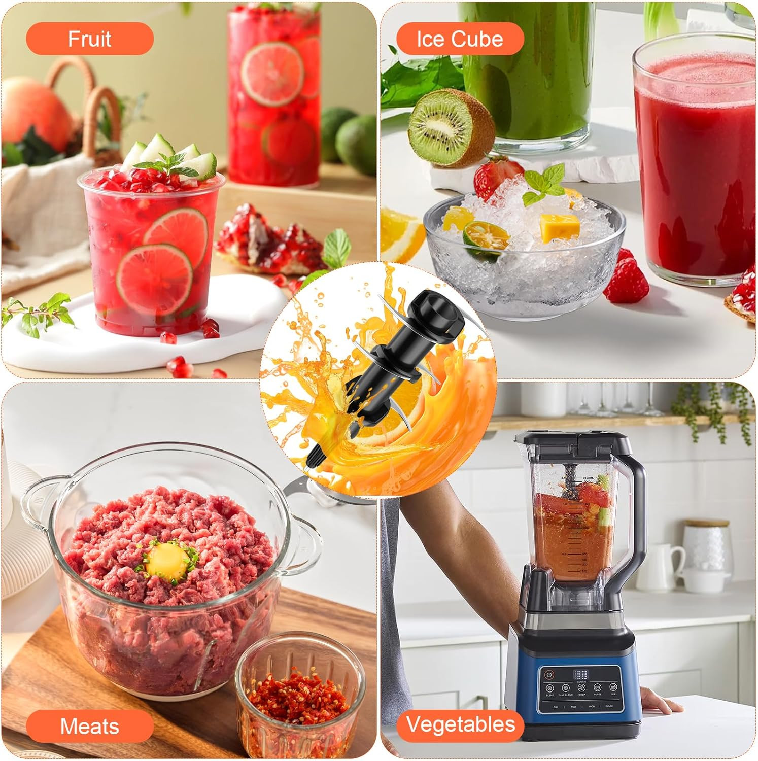 6-Blade Replacement for Ninja Blender 72Oz Pitcher, Compatible with Ninja 1100W