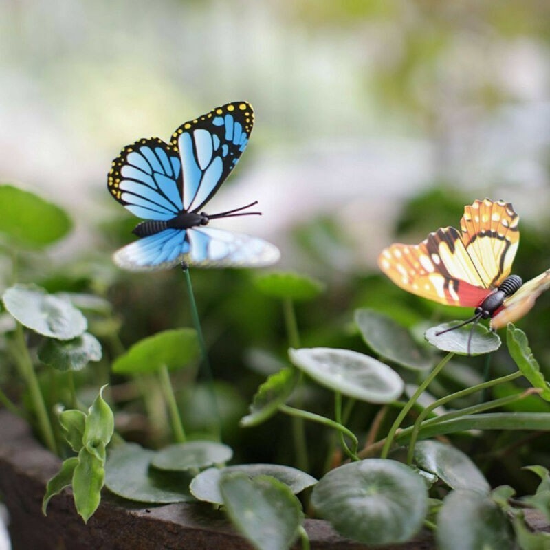 Butterfly Garden Decorations 9.8in Plastic Butterfly Stakes Ornaments Waterproof