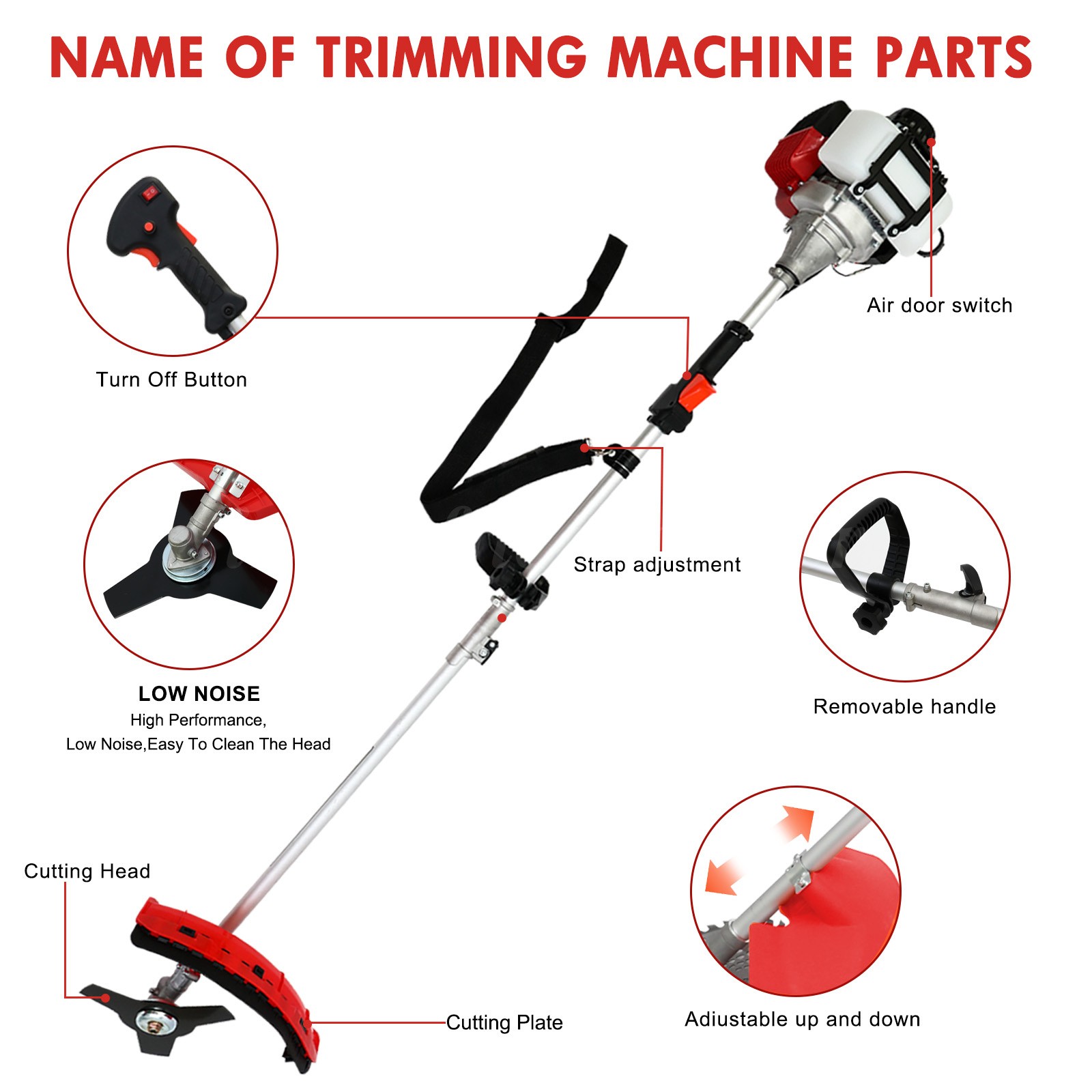 4-Stroke Gas Weed Eater, 31cc 15lb 13in Straight Shaft Trimmer for Lawns&Grass