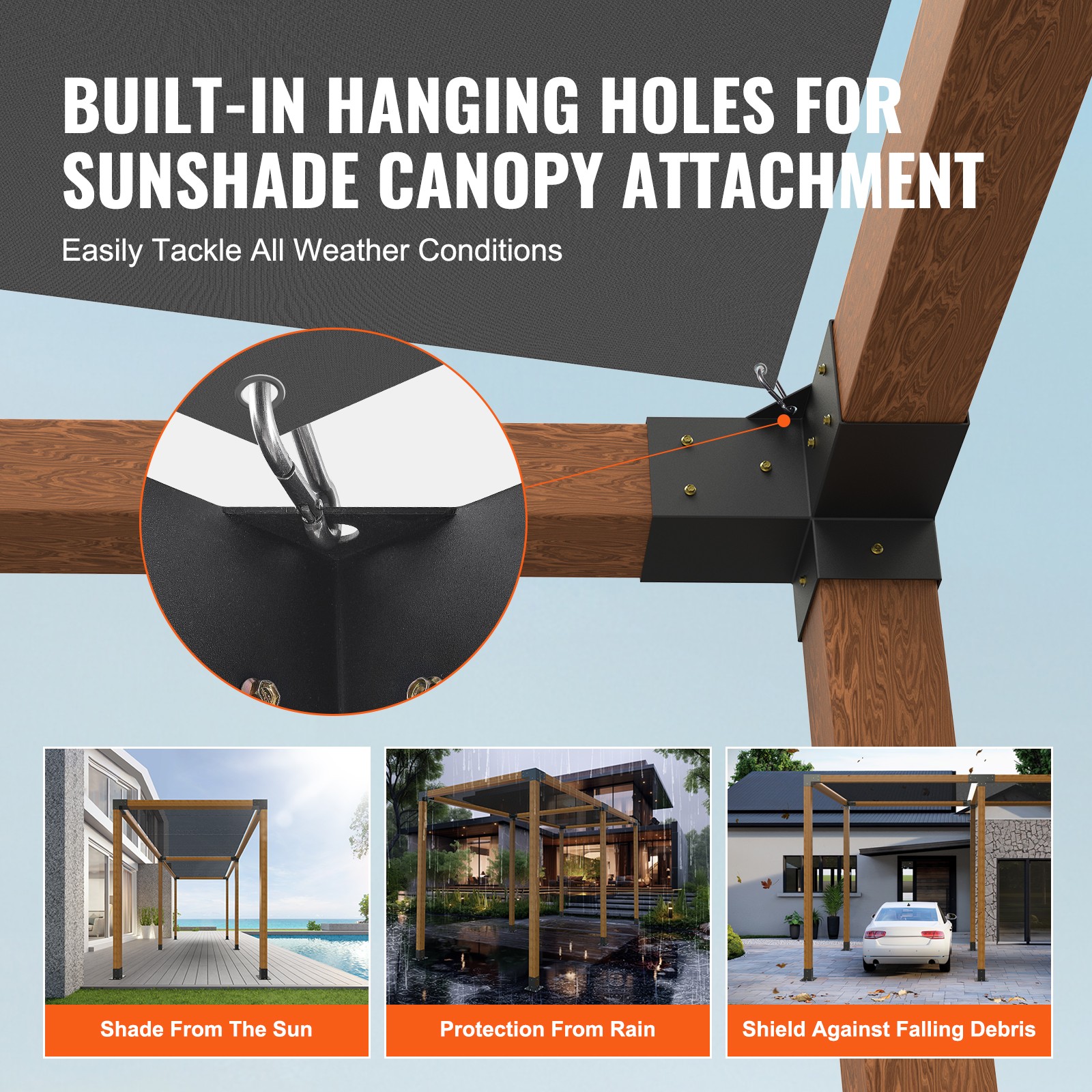4”x4” Pergola Bracket Kit inner 3.6×3.6 3-Way Woodworks DIY Post 4 pcs