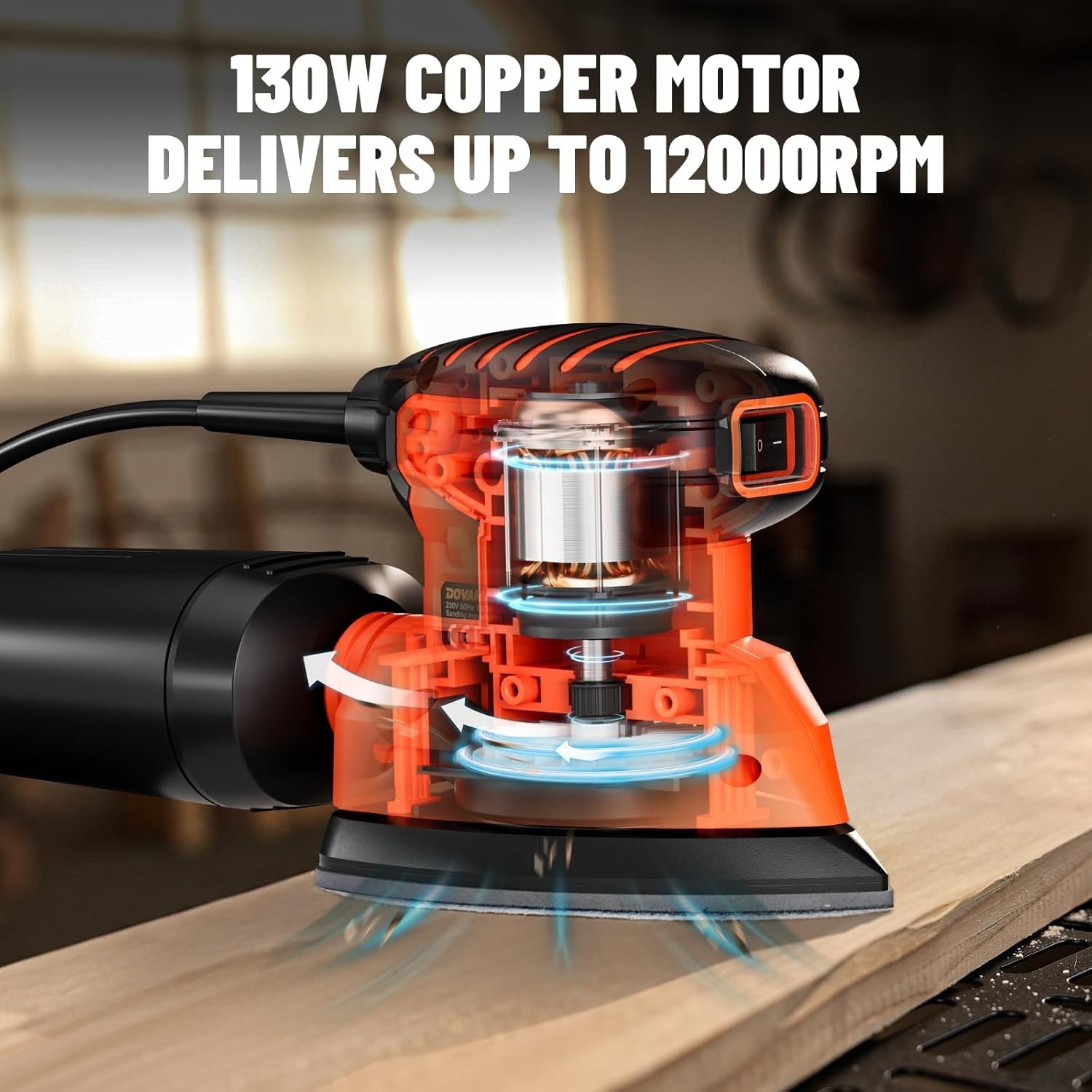 130W Detail Sander, 12000RPM Palm Sander Tool, Dust Collection System, 12PCS …