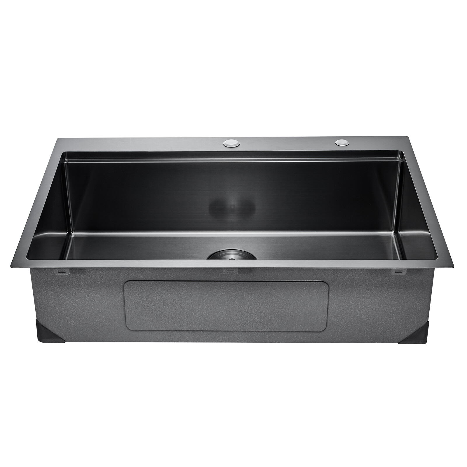 33″ Drop In Kitchen Sink Top Mount Single Bowl Basin Stainless Steel Black