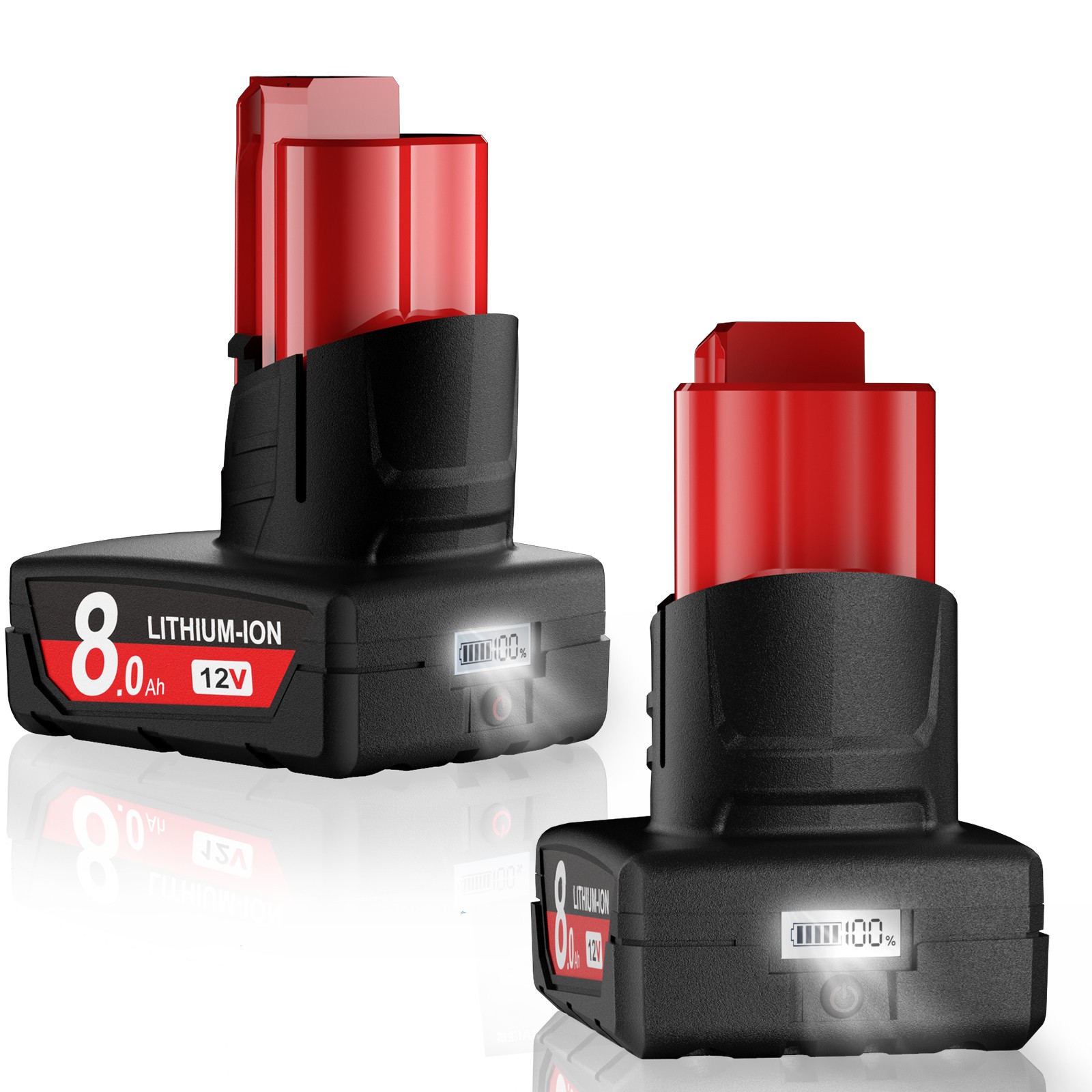 Pack For Milwaukee for M12 LITHIUM Extended Capacity 8.0Ah Battery 48-11-2460