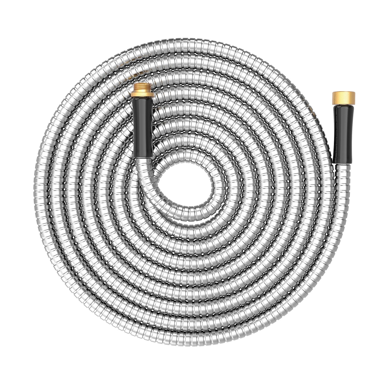 15 Ft Metal Garden Hose Stainless Steel Water Pipe Kink Free Heavy Duty Outdoor