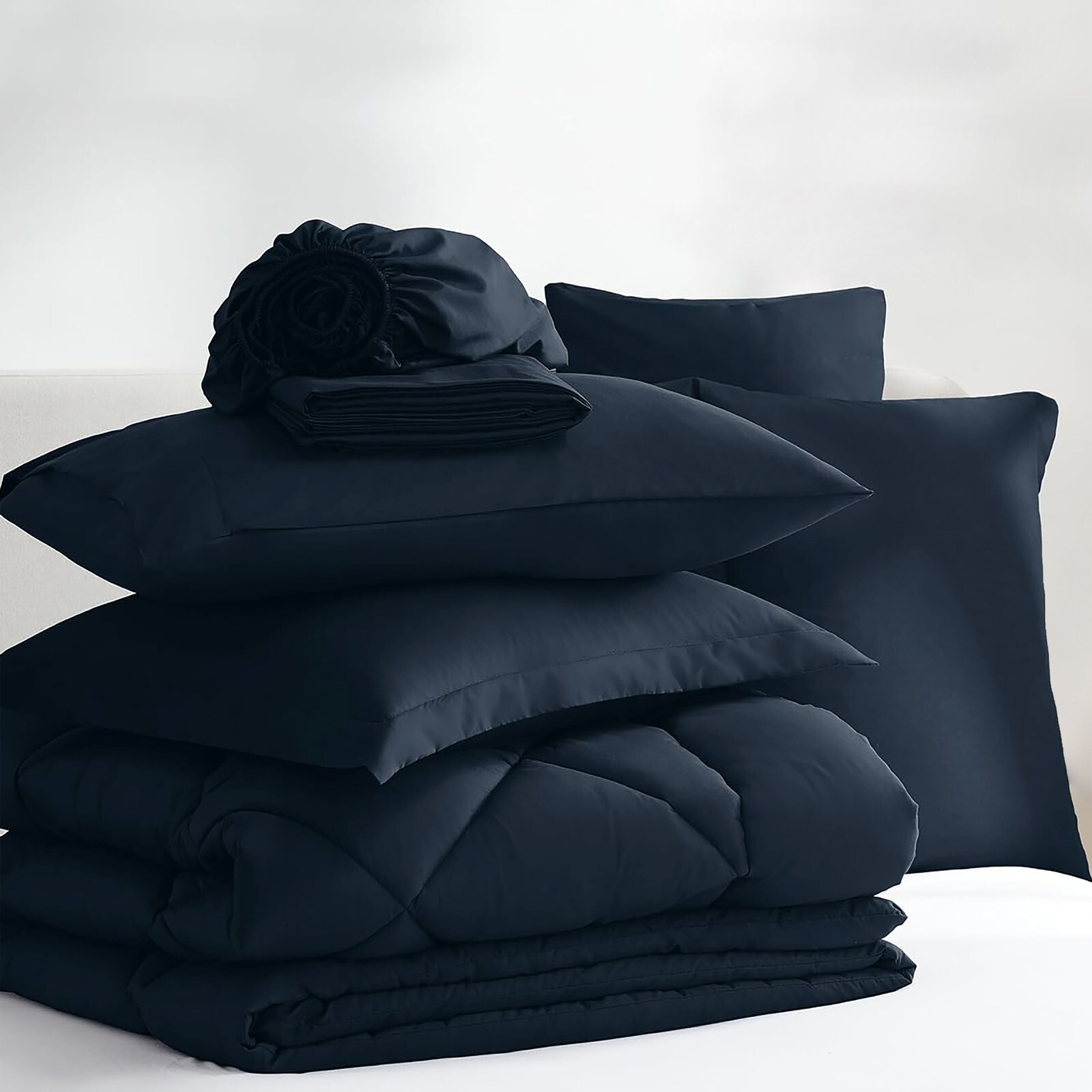 7 Piece Bed in a Bag Microfiber Comforter Set Twin/Queen/King Size Quilt Bedding