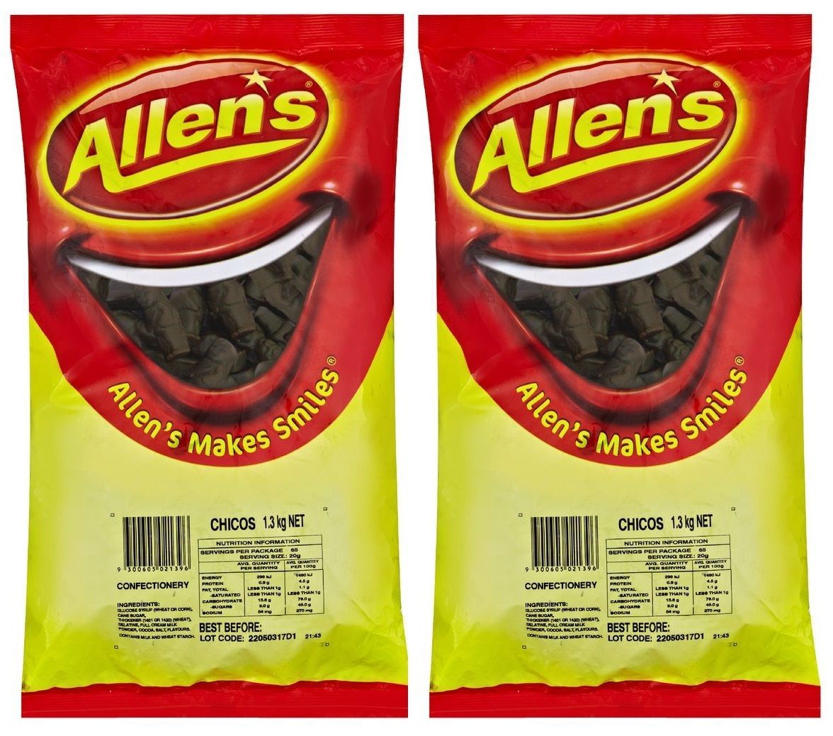 Bulk Lot 2.6kg x Allens Chicos Chocolate Gummy Candy Buffet Lollies Sweets Favor