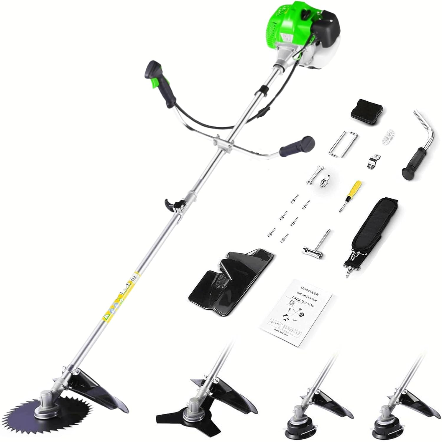 58CC 4 in 1 2 Brush Cutter Gas Powered Weed Wacker Straight Shaft String Trimmer