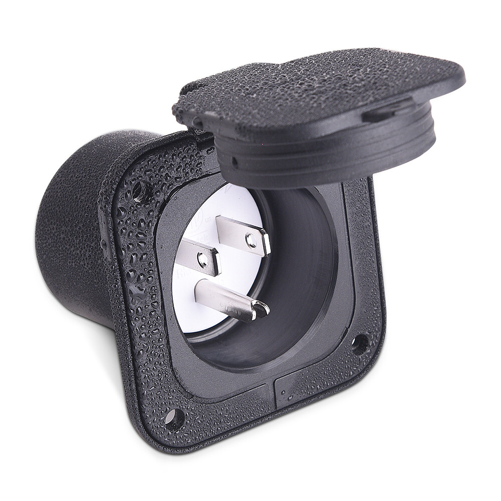 125V Shore Power Inlet Port Plug NEMA 5-15P Male Receptacle RV Flanged Inlet