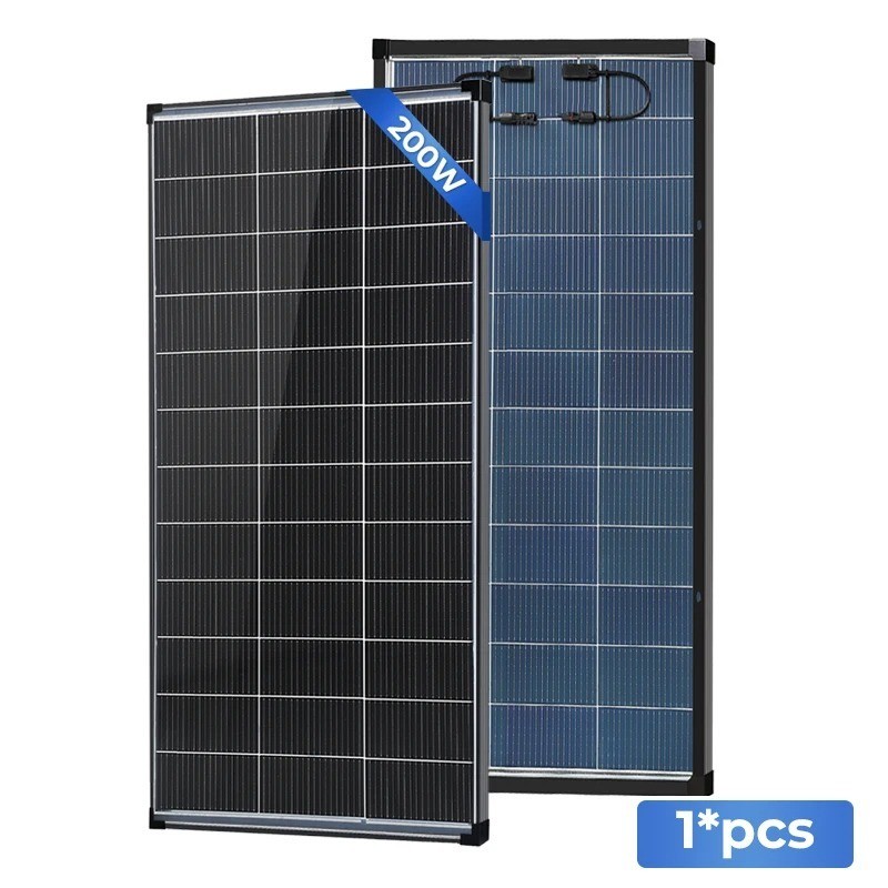 200W Bifacial Solar Panel 18V N-Type Mono PV RV Home Off-Grid Battery
