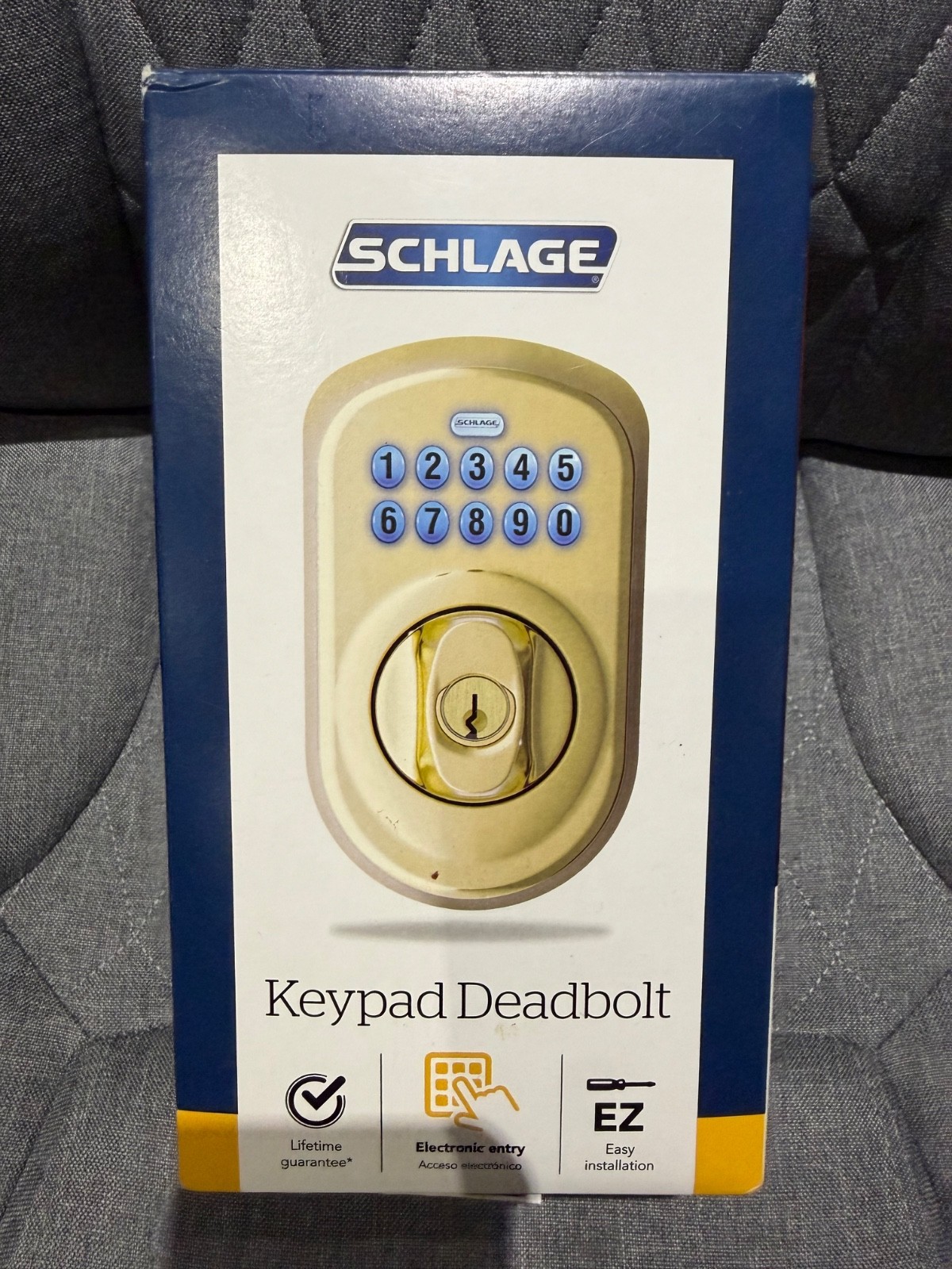 Schlage BE365 Plymouth Keypad Deadbolt Bright Brass Keyless Entry Lock NEW