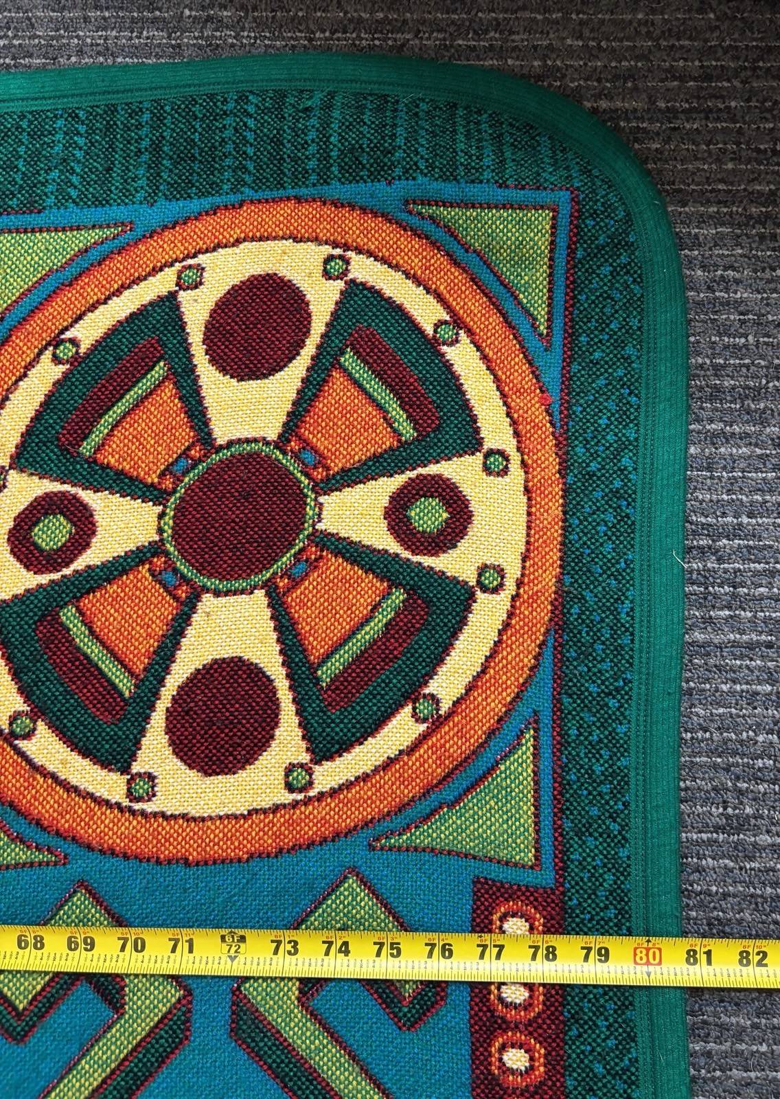 Vtg Monarca Mexico Aztec Sun Stone Calendar Blanket Tapestry Blue Queen/King