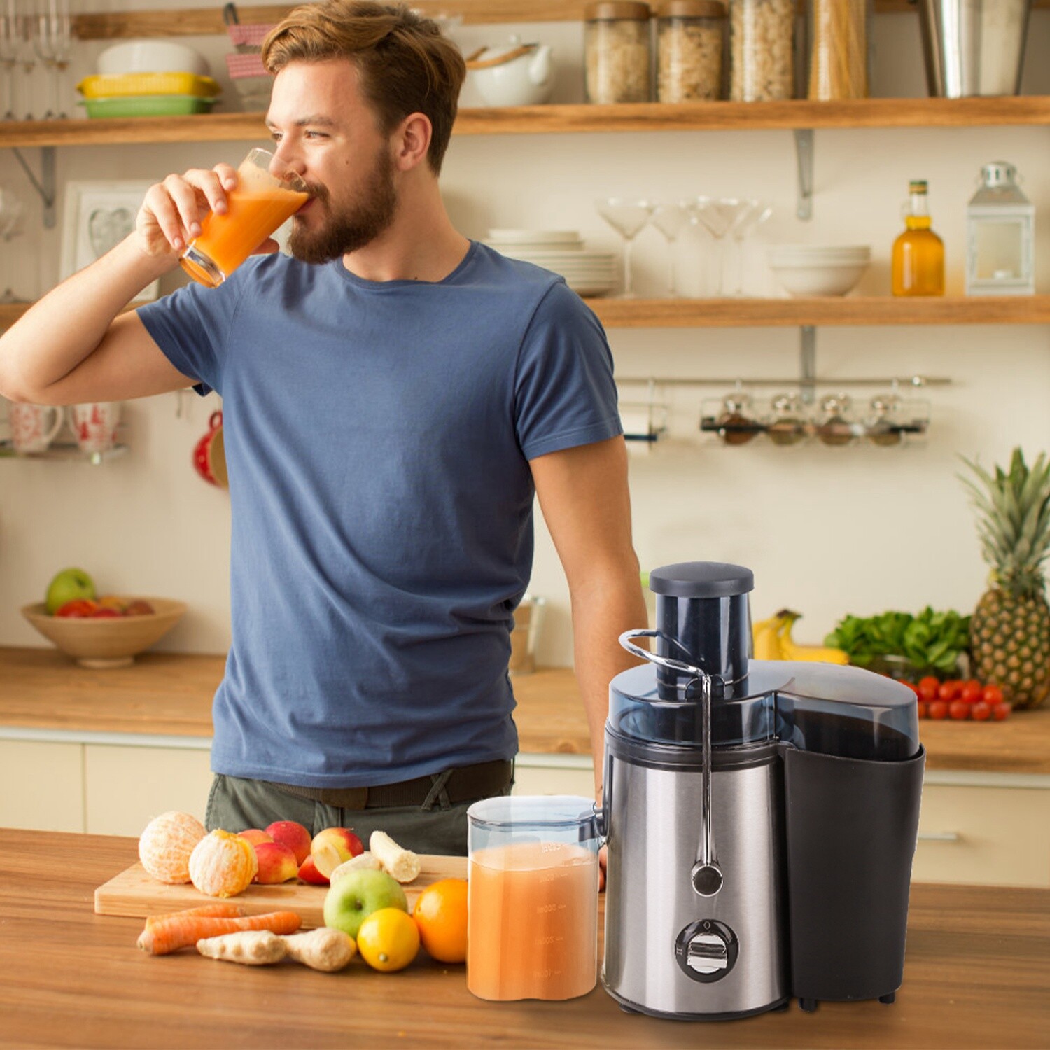 1000W Centrifugal Juicer Machine Juice Extractor for Fruit Vegetable Wide Mouth