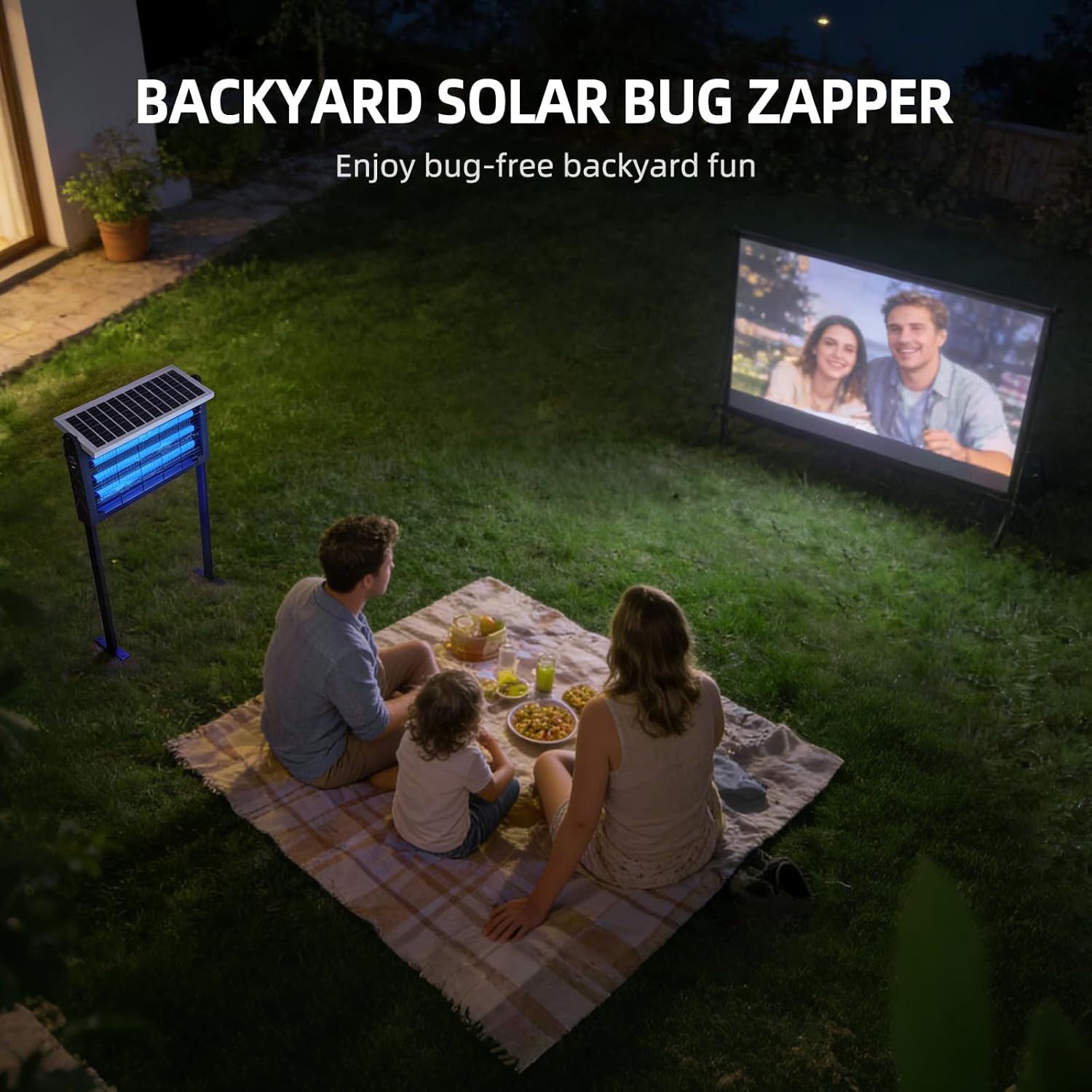 Solar Bug Zapper Outdoor Mosquito Zapper 4500V Waterproof Rechargeable Fly Trap