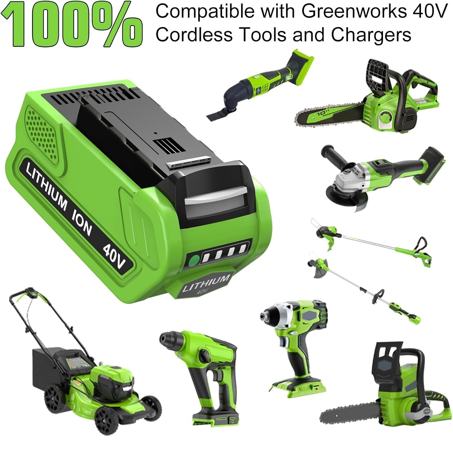 40V 9.0Ah For Greenworks G-MAX Lithium Battery 29472 29462 29252 20202 40 Volt