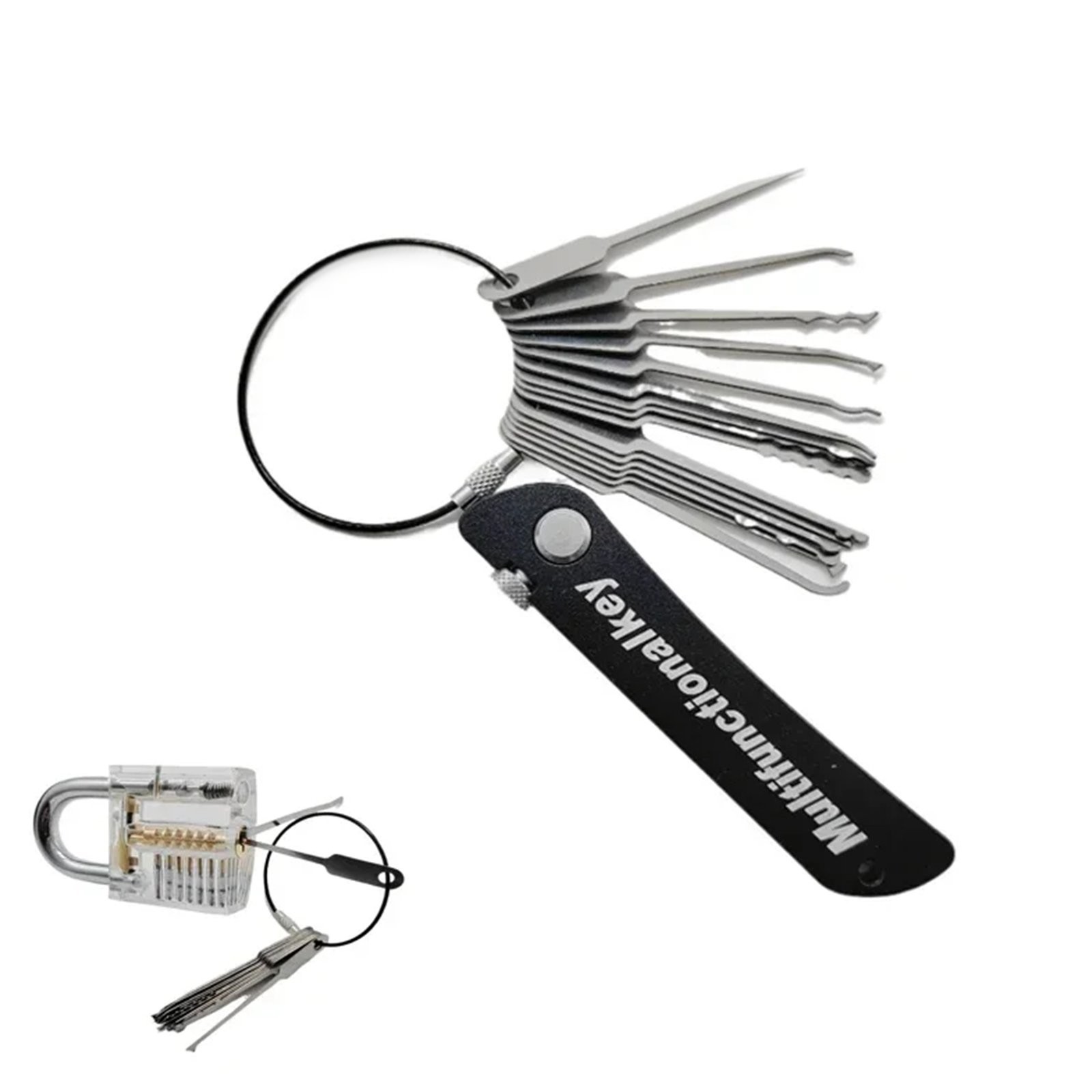 Multifunctional Stainless Steel 21in1Set Key Kit Transparent PadLock Optional