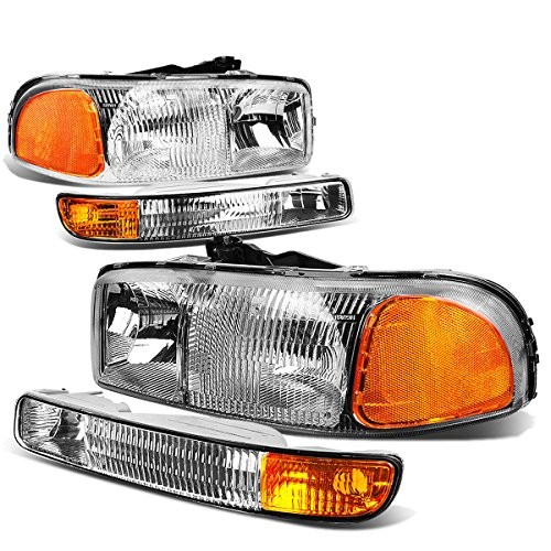 DNA MOTORING HL-OEM-SIE99-4P-CH-AM Chrome Amber Headlights Compatible with 99-07