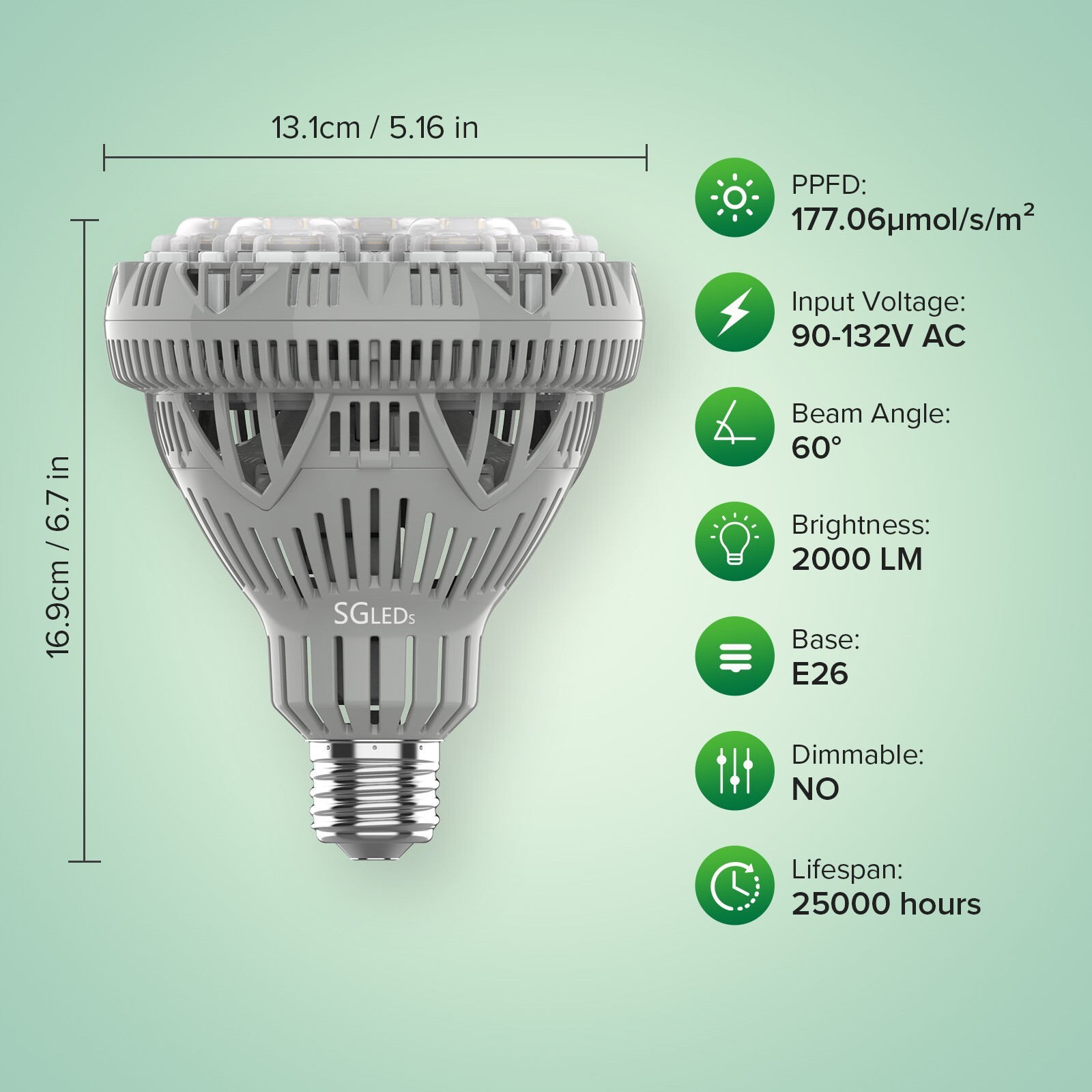 300W Equiv. LED Grow Light Bulb Sunlike Full Spectrum 24W Indoor Veg Bloom E26